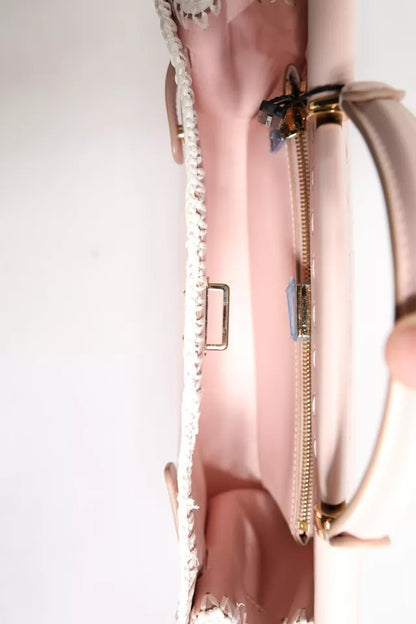 Dolce &amp; Gabbana – Umhängetasche mit weichem Lederriemen und Logo-Schild in Hellrosa