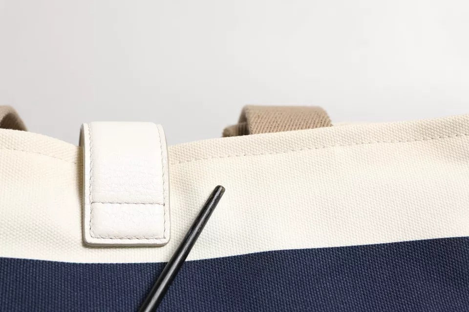 Dolce &amp; Gabbana – Tragetasche aus Canvas mit Henkel in Weiß und Marineblau mit Streifen