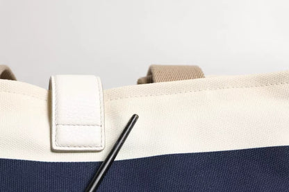 Dolce &amp; Gabbana – Tragetasche aus Canvas mit Henkel in Weiß und Marineblau mit Streifen