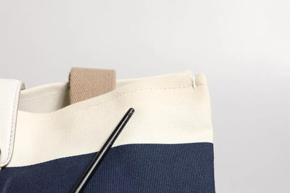 Dolce &amp; Gabbana – Tragetasche aus Canvas mit Henkel in Weiß und Marineblau mit Streifen