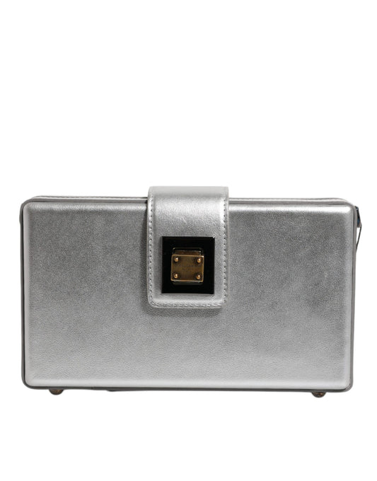 Dolce &amp; Gabbana – Schultertasche „DG BOX“ aus Leder in Metallic-Silber