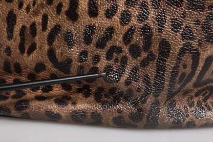Dolce &amp; Gabbana – Schultertasche aus Kalbsleder mit Leopardenmuster in Braun und Schwarz