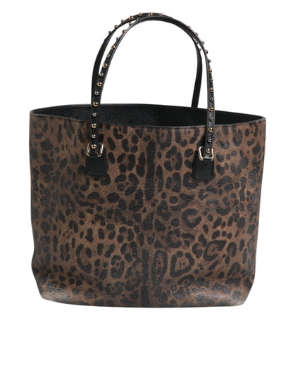 Dolce &amp; Gabbana – Schultertasche aus Kalbsleder mit Leopardenmuster in Braun und Schwarz