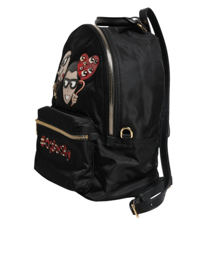 Dolce &amp; Gabbana – Rucksacktasche „VULCANO“ aus schwarzem Nylon mit Verzierung #DGFAMILY