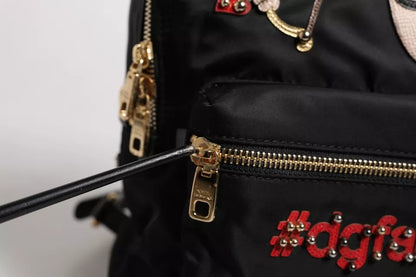 Dolce &amp; Gabbana – Rucksacktasche „VULCANO“ aus schwarzem Nylon mit Verzierung #DGFAMILY