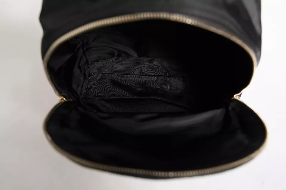 Dolce &amp; Gabbana – Rucksacktasche „VULCANO“ aus schwarzem Nylon mit Verzierung #DGFAMILY