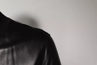 Dolce &amp; Gabbana – Schwarze Biker-Blousonjacke aus Leder mit durchgehendem Reißverschluss