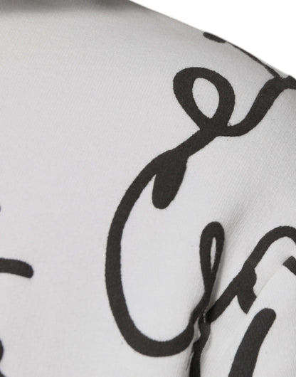 سويت شيرت بغطاء رأس من القطن بشعار دولتشي آند غابانا باللون الأبيض