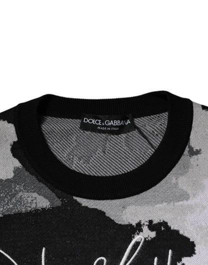 Dolce &amp; Gabbana Multicolor Camouflage Rundhalspullover für Herren