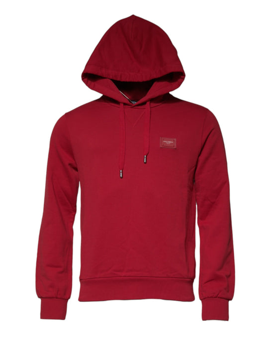 Dolce &amp; Gabbana – Rotes Baumwoll-Sweatshirt mit Logo und Kapuze