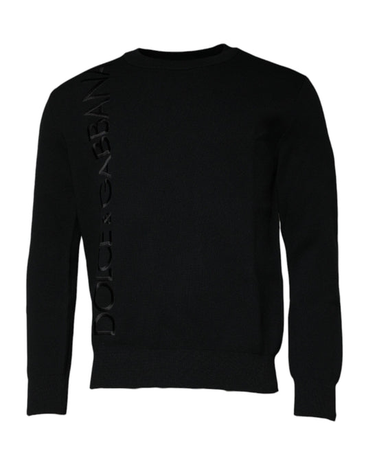 Dolce &amp; Gabbana – Schwarzer Pullover mit Rundhalsausschnitt und Logo aus Nylon