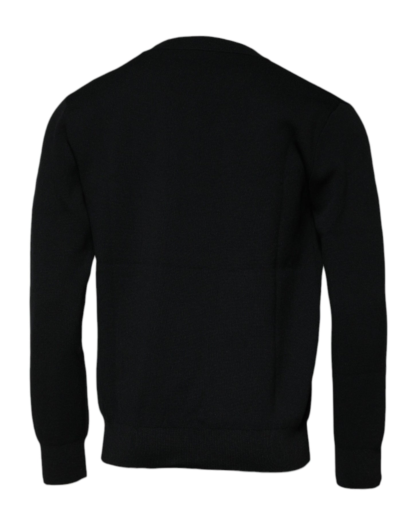 Dolce &amp; Gabbana – Schwarzer Pullover mit Rundhalsausschnitt und Logo aus Nylon