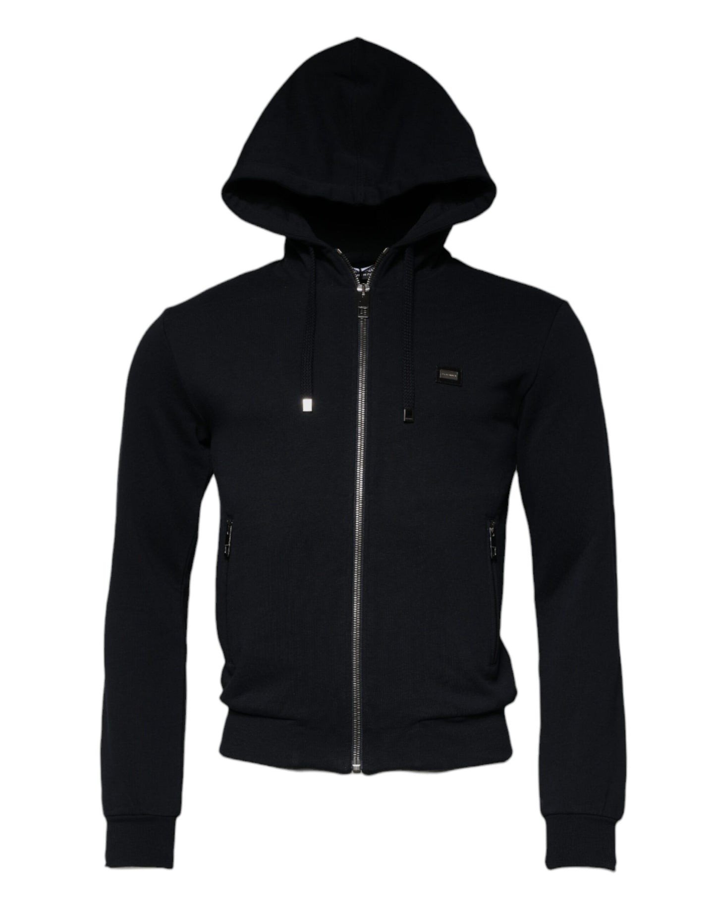 Dolce &amp; Gabbana – Blaues Sweatshirt mit durchgehendem Reißverschluss und Logo