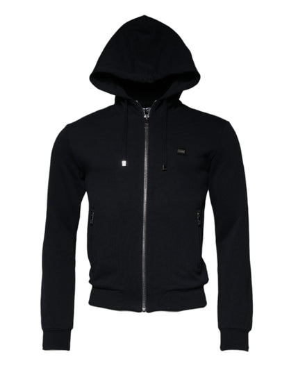 Dolce &amp; Gabbana – Blaues Sweatshirt mit durchgehendem Reißverschluss und Logo