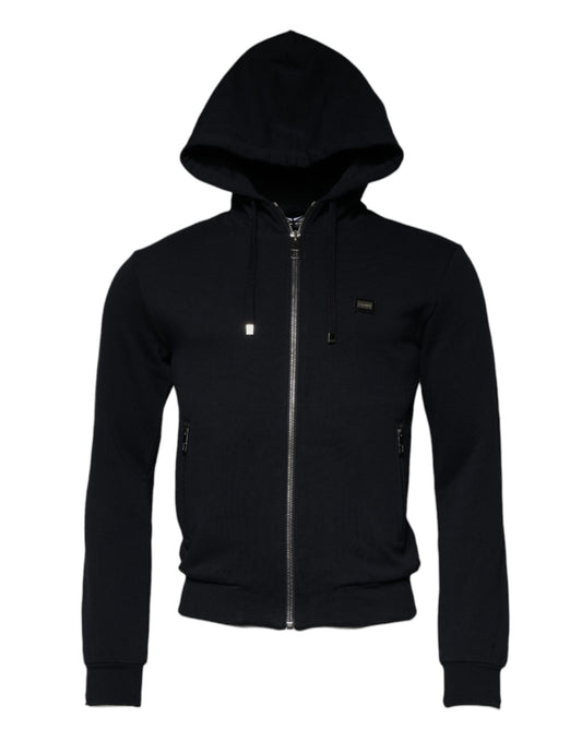 Dolce &amp; Gabbana – Blaues Sweatshirt mit durchgehendem Reißverschluss und Logo