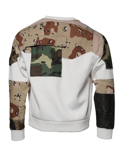 Dolce &amp; Gabbana Mehrfarbiger Patchwork-Pullover aus Baumwolle mit Rundhalsausschnitt