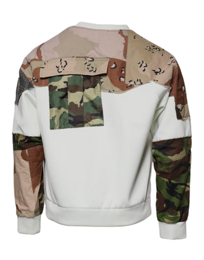 Dolce &amp; Gabbana Mehrfarbiger Patchwork-Pullover aus Baumwolle mit Rundhalsausschnitt