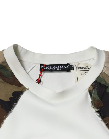 Dolce &amp; Gabbana Mehrfarbiger Patchwork-Pullover aus Baumwolle mit Rundhalsausschnitt