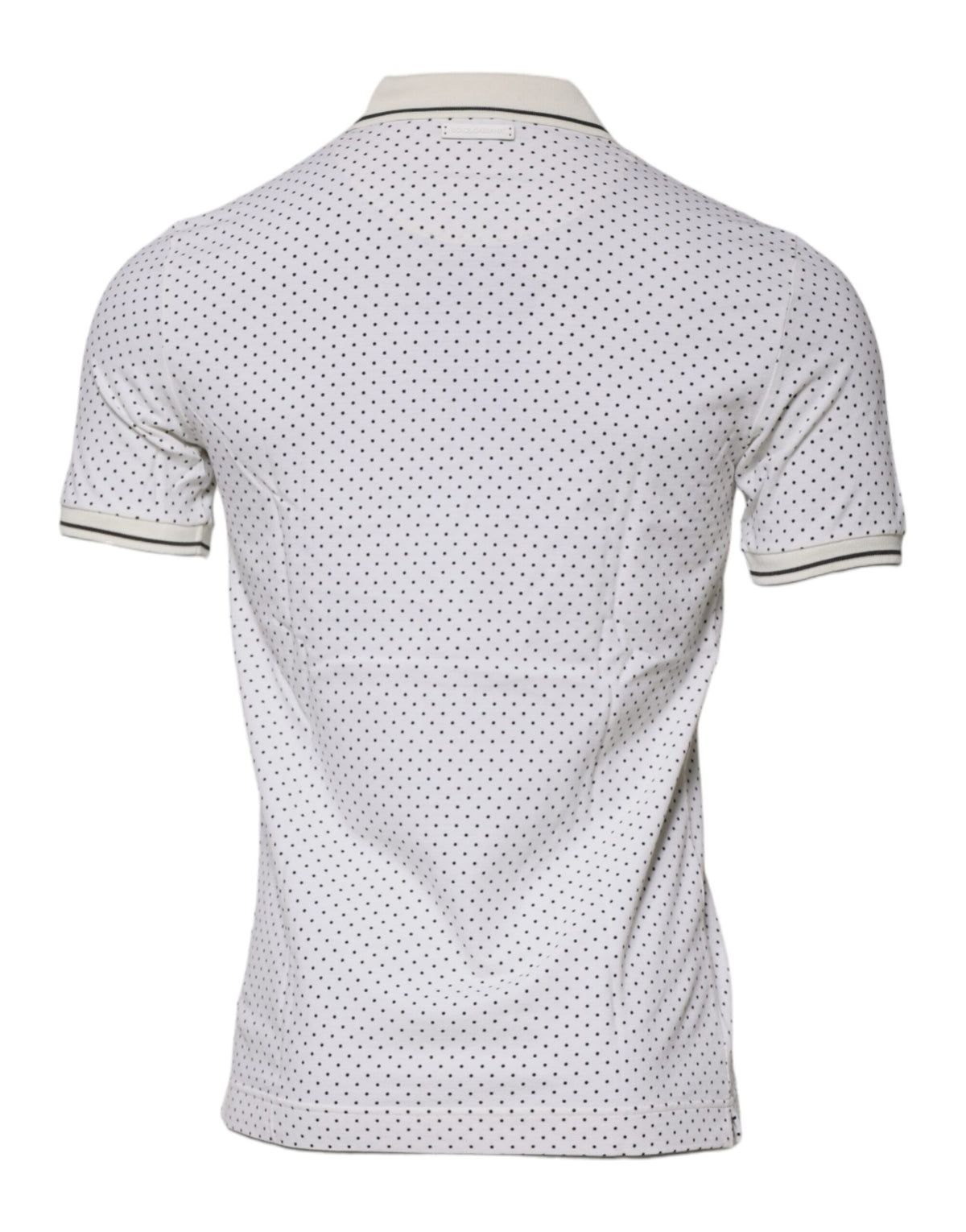 Dolce &amp; Gabbana – Weißes Poloshirt aus Baumwolle mit Kragen und gepunktetem Punktmuster