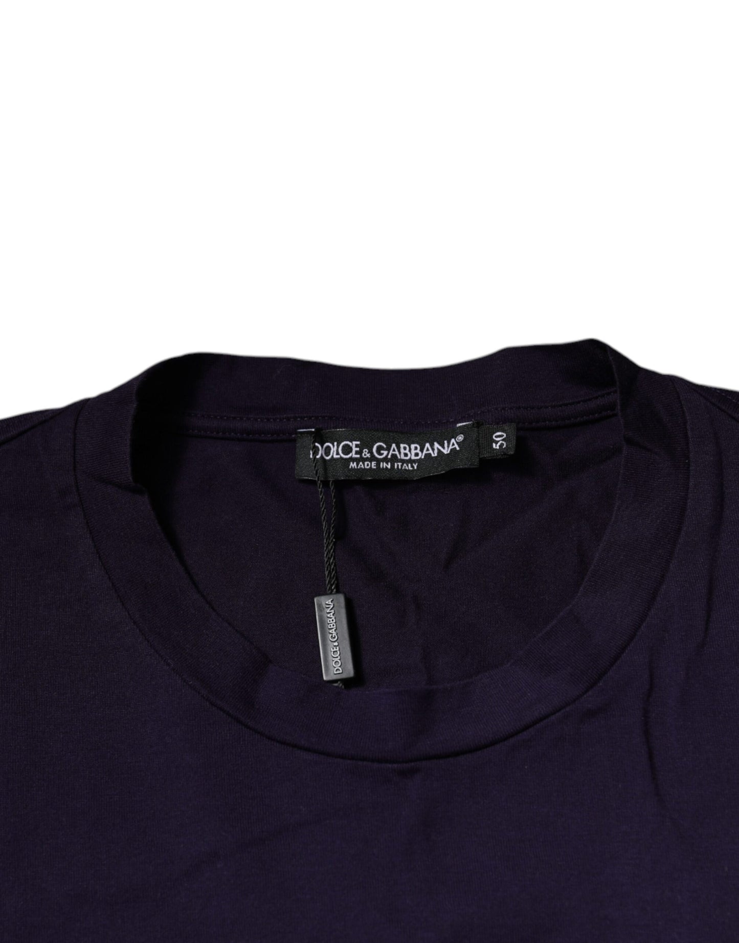 Dolce &amp; Gabbana Lilafarbenes T-Shirt aus Baumwolle mit Rundhalsausschnitt und DG-Logo