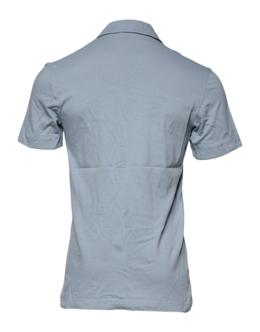 Dolce &amp; Gabbana Blaues Poloshirt aus Baumwolle mit Knopfleiste für Herren