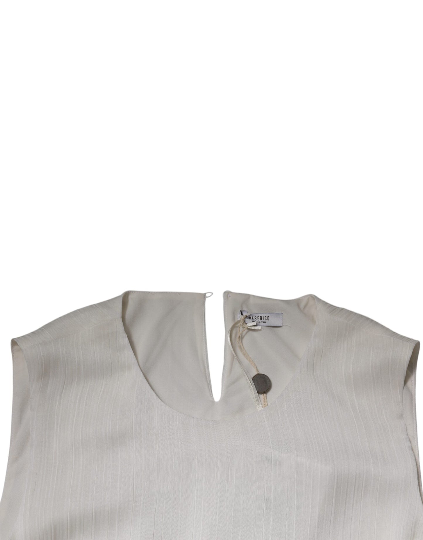 Peserico – Langes, ärmelloses Maxikleid mit Rundhalsausschnitt in Weiß