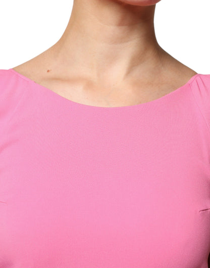 Dondup – Rückenfreies Mini-Etuikleid aus Viskose in Rosa mit kurzen Ärmeln