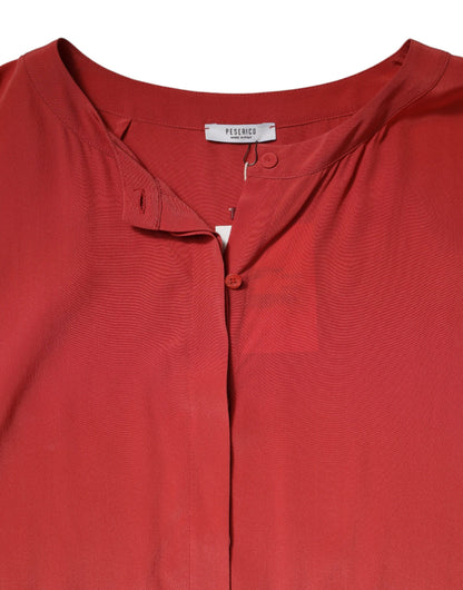 فستان بيسريكو أحمر بأكمام طويلة وقصة قلم رصاص ورباط خصر