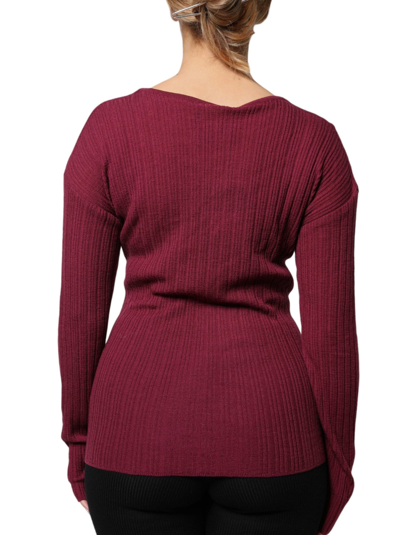 Roberto Cavalli Kastanienbrauner Pullover mit Schlüsselloch-Strickpullover
