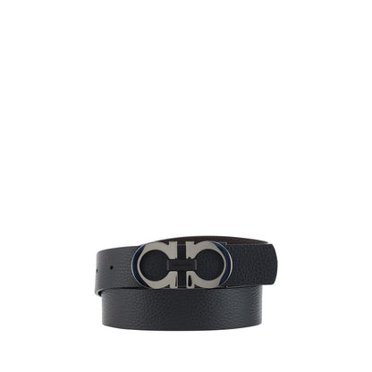 Ferragamo Black Calf Leather Bos Taurus Regular Belt