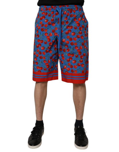 Dolce &amp; Gabbana – Bermudashorts aus Baumwolle mit blauem Kirschdruck