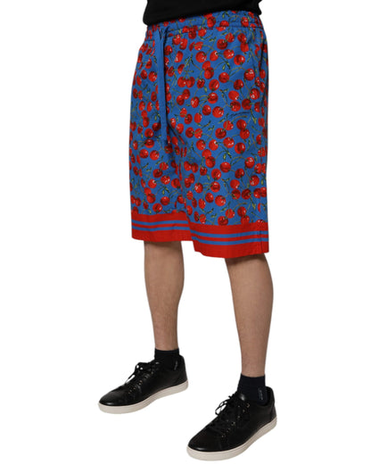 Dolce &amp; Gabbana – Bermudashorts aus Baumwolle mit blauem Kirschdruck
