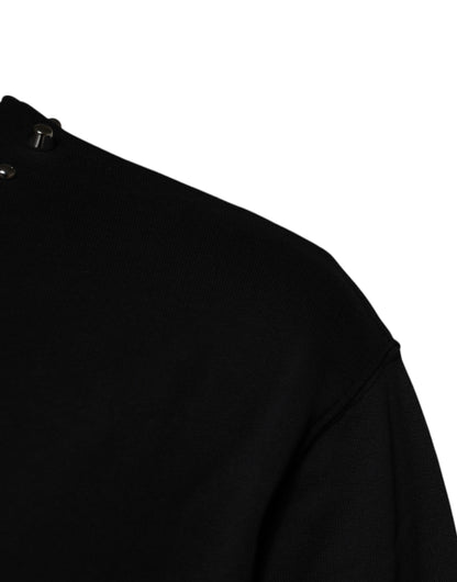 Dolce &amp; Gabbana – Schwarzes Pullover-Sweatshirt mit Logo und Nieten