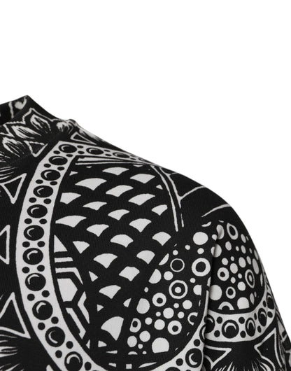 Dolce &amp; Gabbana Weiß Schwarz bedrucktes Baumwoll-Sweatshirt