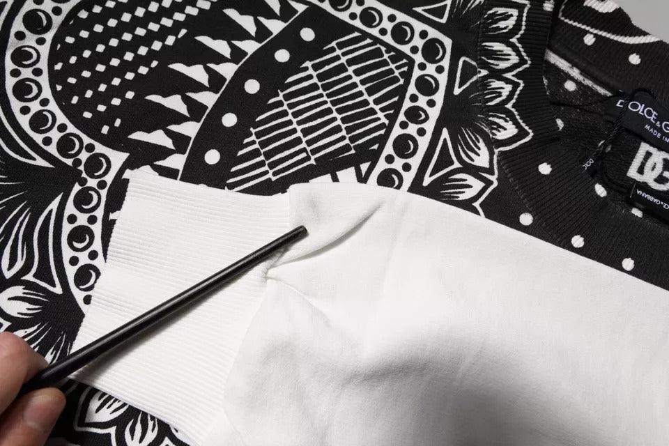 Dolce &amp; Gabbana Weiß Schwarz bedrucktes Baumwoll-Sweatshirt