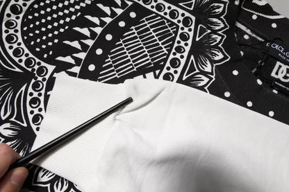 Dolce &amp; Gabbana Weiß Schwarz bedrucktes Baumwoll-Sweatshirt