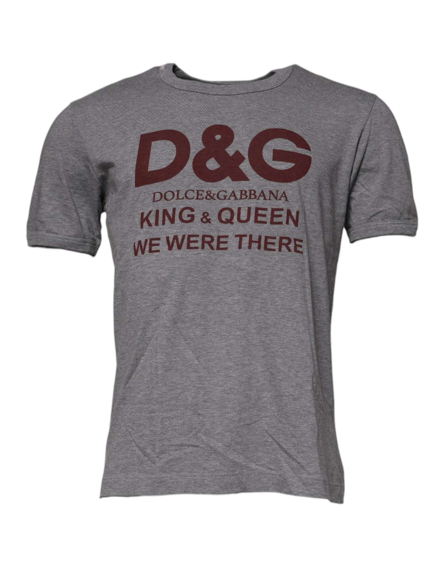 Dolce &amp; Gabbana Graues Herren-T-Shirt aus Baumwolle mit Rundhalsausschnitt und Logo-Print