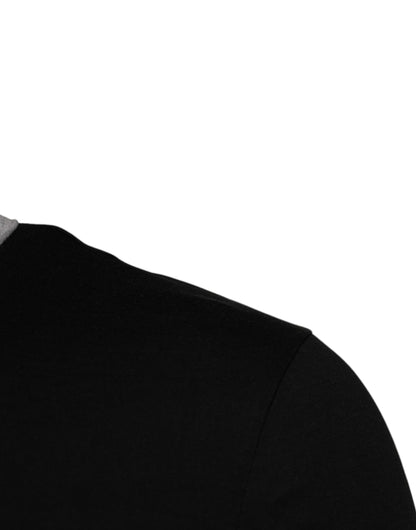 تي شيرت رجالي من دولتشي آند غابانا، قطني، أسود، برقبة دائرية، بشعار