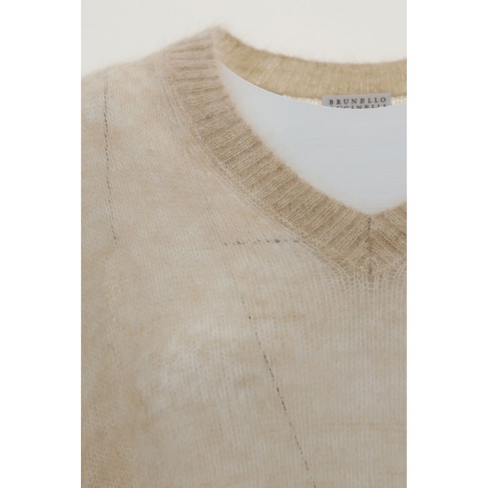 Beigefarbenes Mohair-Sweatshirt von Brunello Cucinelli