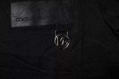 Dolce &amp; Gabbana – Schwarzes Baumwoll-T-Shirt mit Rundhalsausschnitt und Logo-Patch
