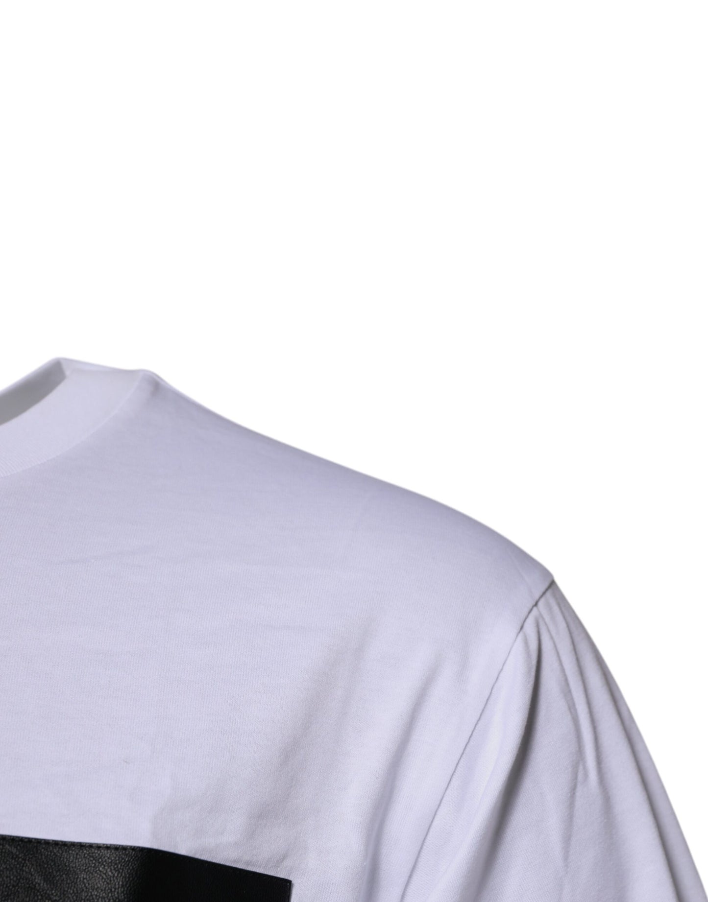 Dolce &amp; Gabbana – Weißes Baumwoll-T-Shirt mit Rundhalsausschnitt und Logo-Patch
