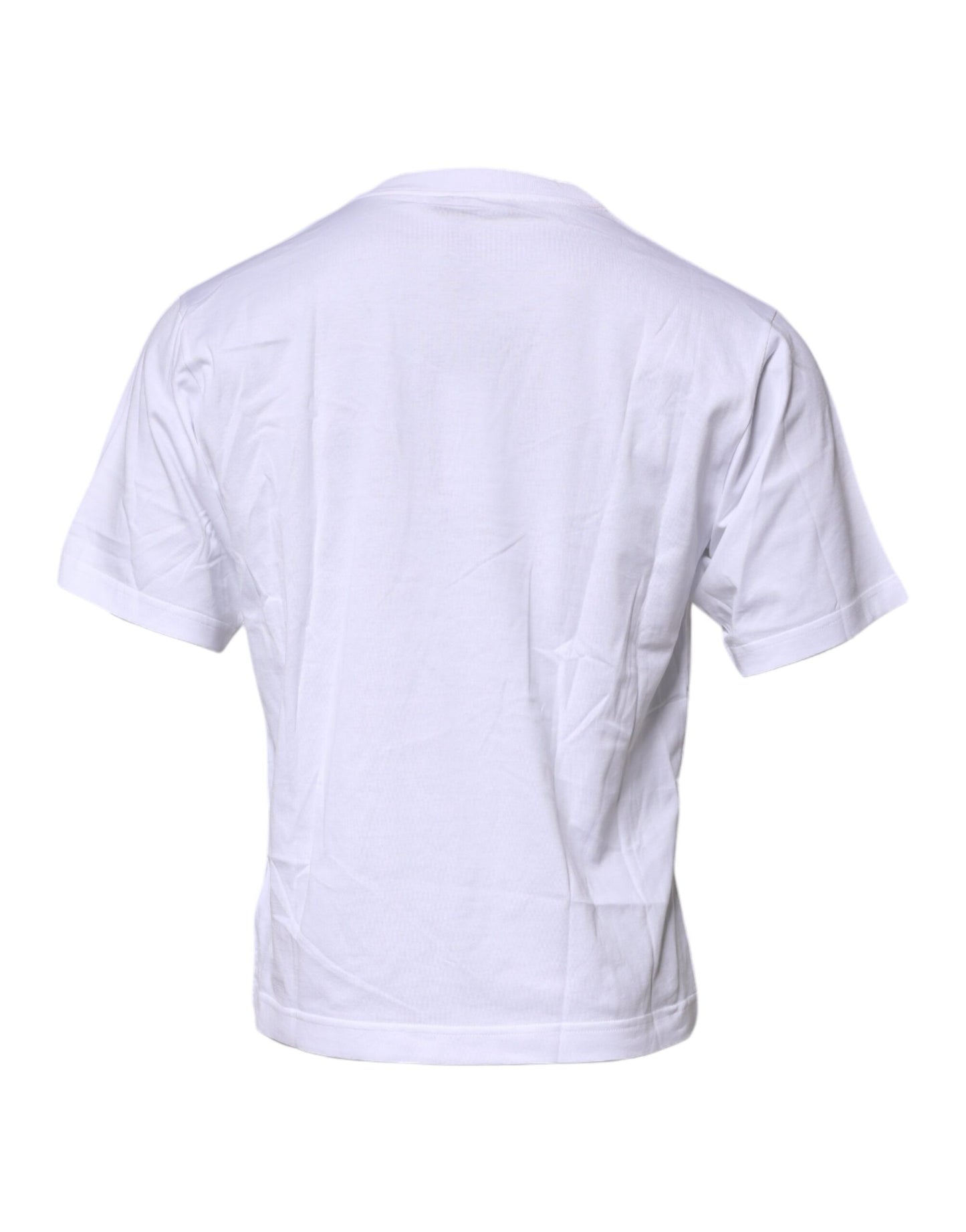 Dolce &amp; Gabbana – Weißes Baumwoll-T-Shirt mit Rundhalsausschnitt und Logo-Patch