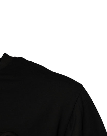 Dolce &amp; Gabbana – Schwarzes T-Shirt aus Baumwolle mit Rundhalsausschnitt und DG-Logo