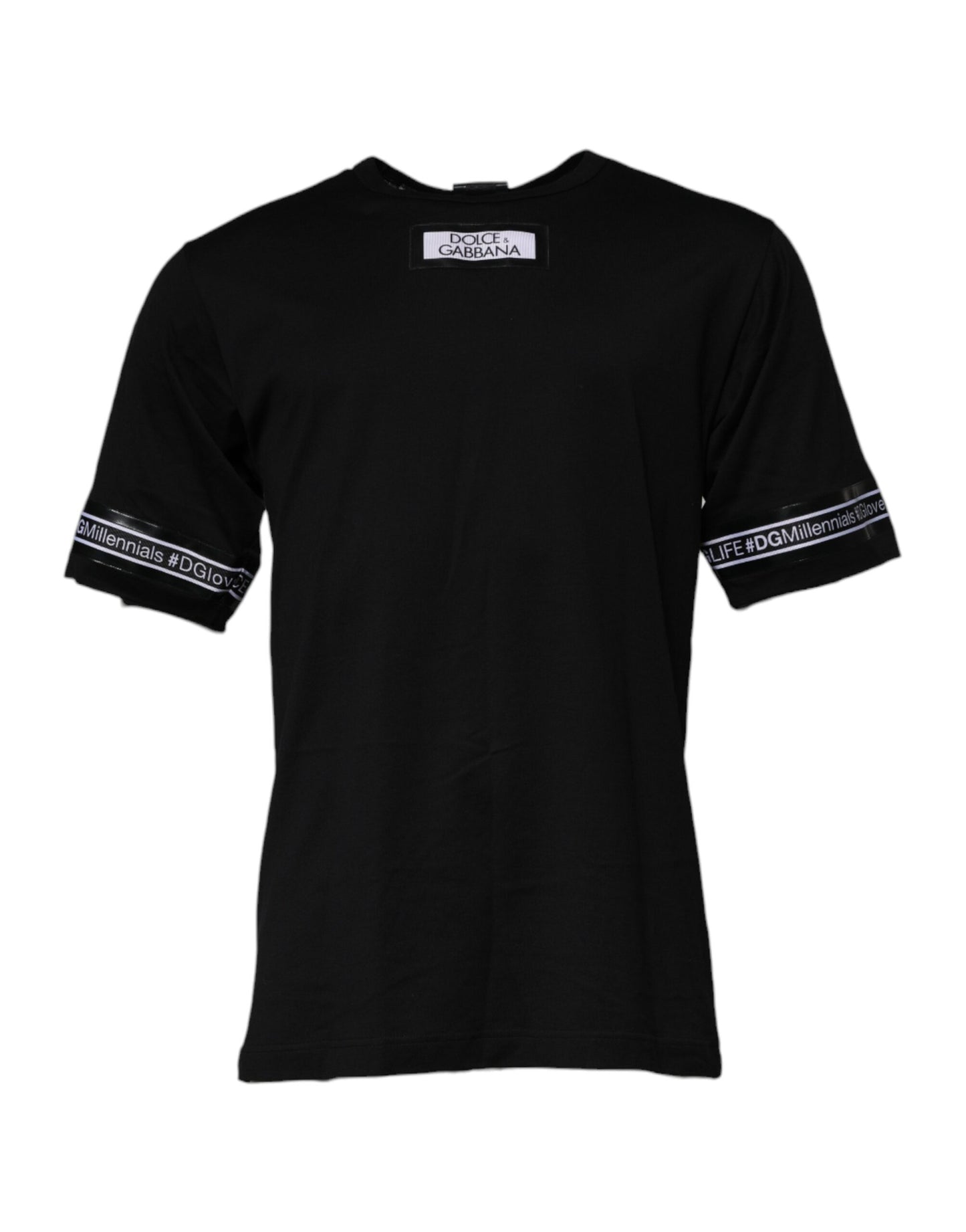 Dolce &amp; Gabbana – Schwarzes #DGMILLENNIALS-T-Shirt aus Baumwolle mit Rundhalsausschnitt