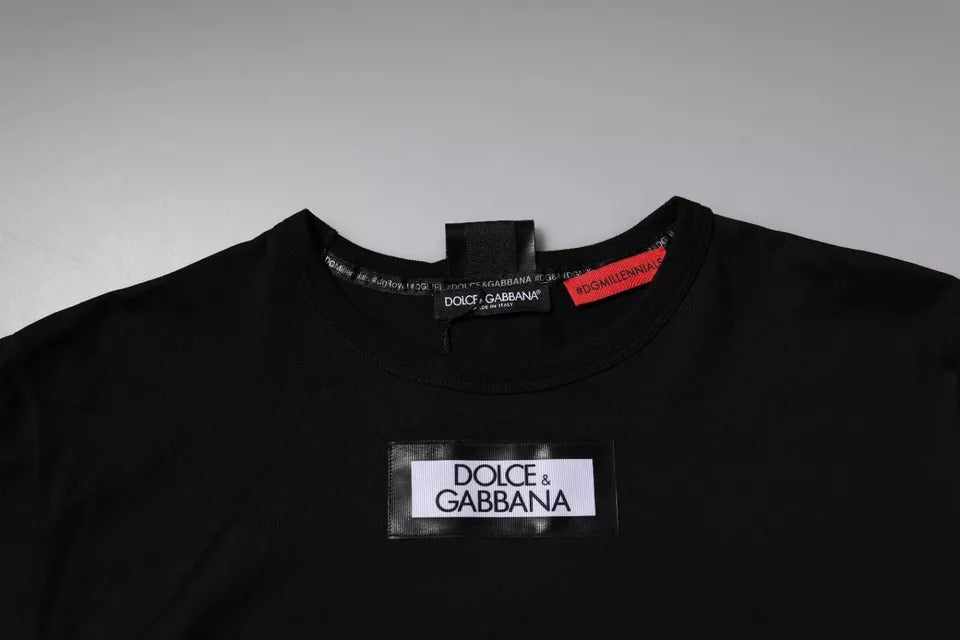 Dolce &amp; Gabbana – Schwarzes #DGMILLENNIALS-T-Shirt aus Baumwolle mit Rundhalsausschnitt