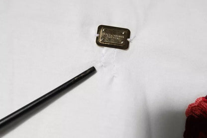 Dolce & Gabbana White Cotton Logo Floral Crew Neck T-shirt