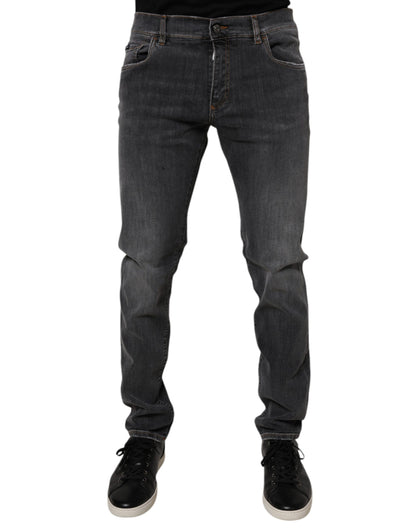 Dolce &amp; Gabbana – Slim-Fit-Jeans aus gewaschener Baumwolle in Dunkelgrau