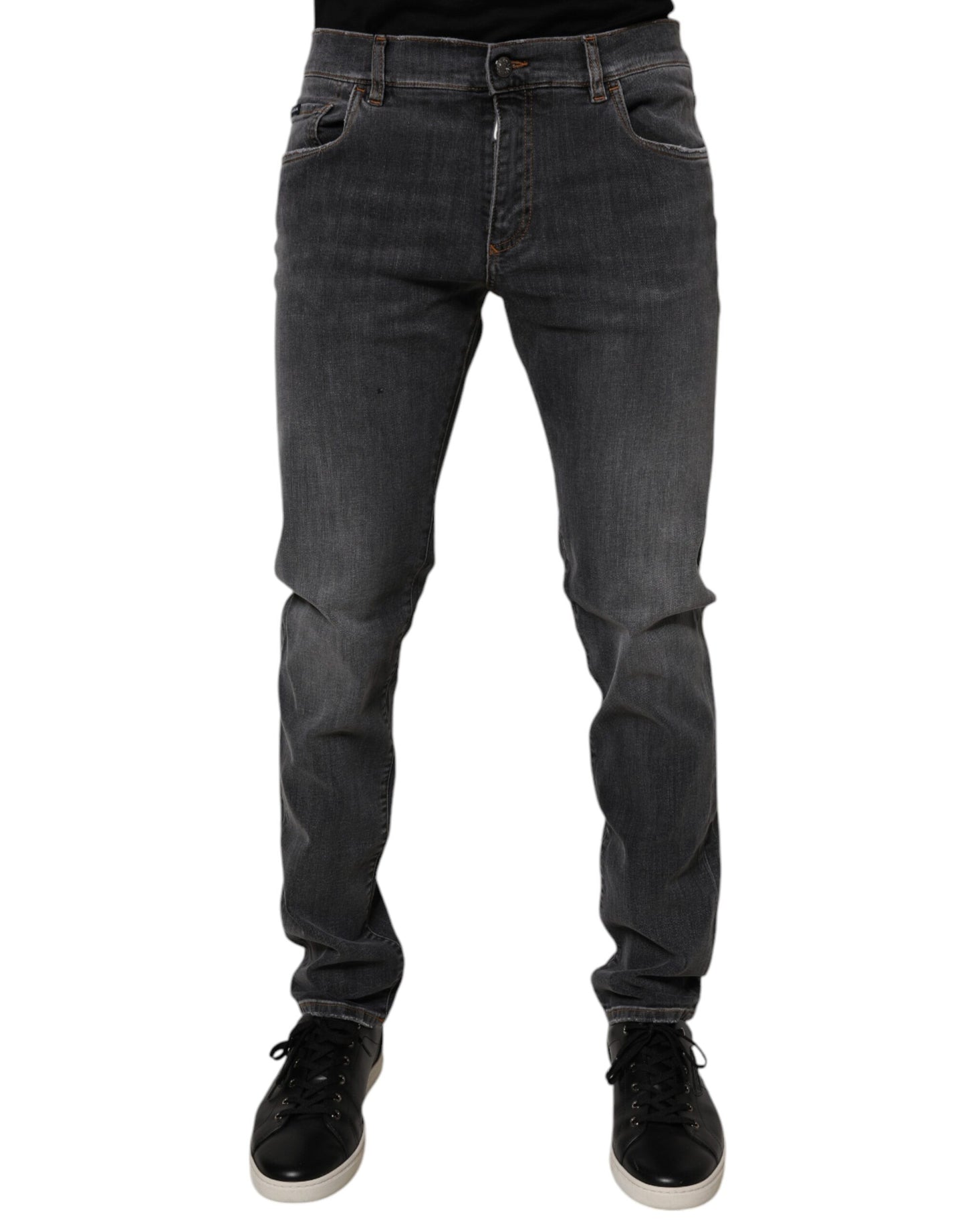 Dolce &amp; Gabbana – Slim-Fit-Jeans aus gewaschener Baumwolle in Dunkelgrau