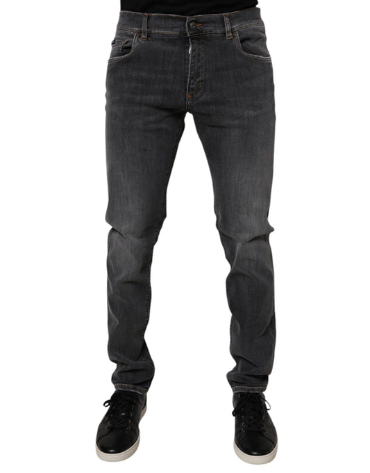 Dolce &amp; Gabbana – Slim-Fit-Jeans aus gewaschener Baumwolle in Dunkelgrau