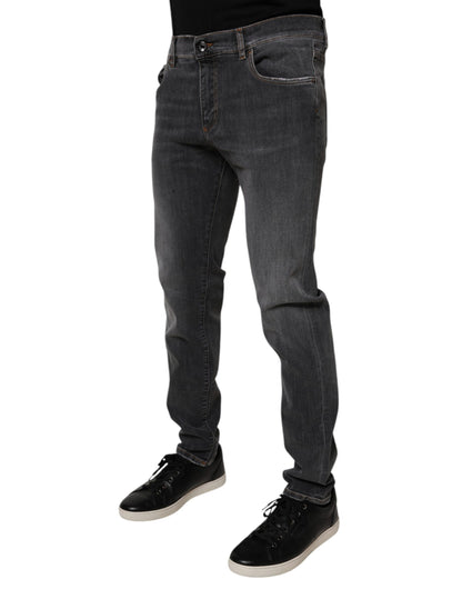 Dolce &amp; Gabbana – Slim-Fit-Jeans aus gewaschener Baumwolle in Dunkelgrau